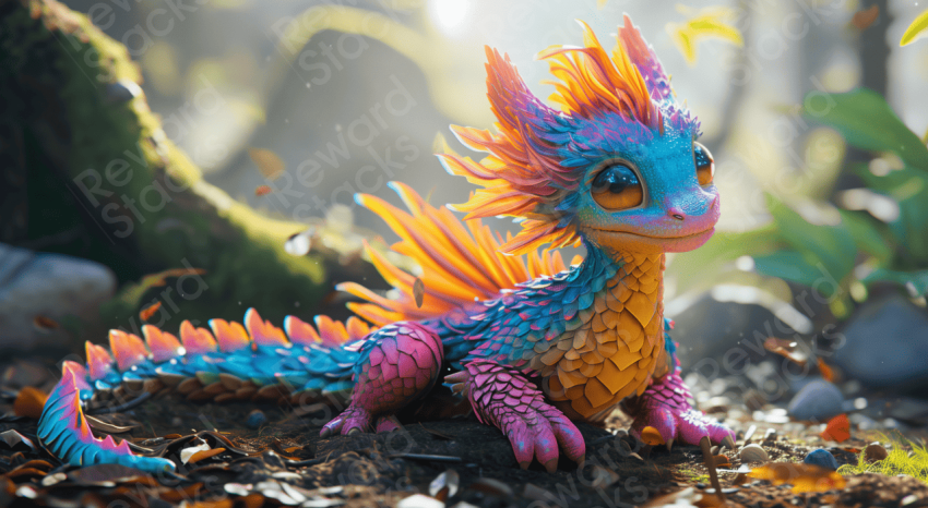 Colorful dragon in the forest