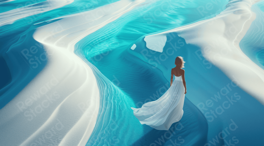 Ocean photography woman in white dress