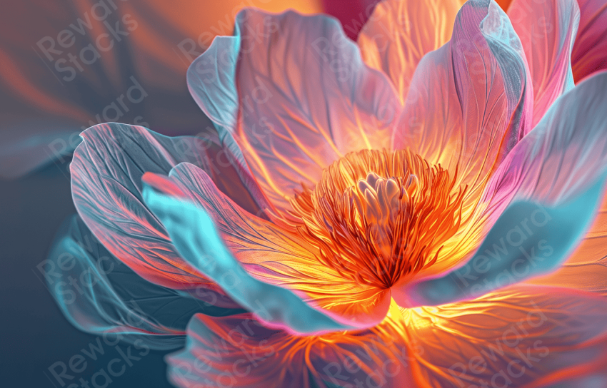 Abstract flower with a golden glow