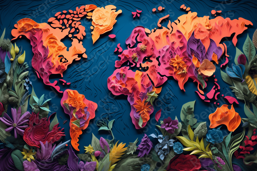 Paper world map