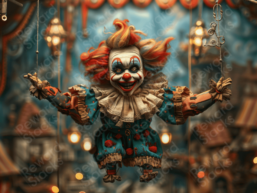 Colorful clown puppet