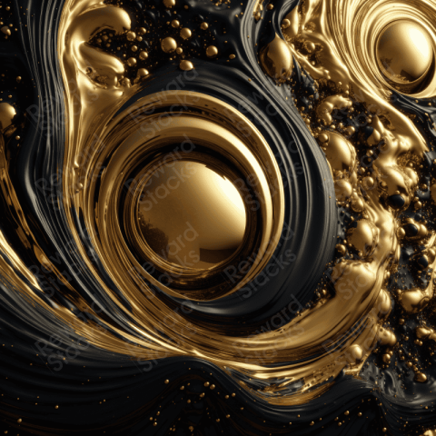 Gold and black abstraction wall art