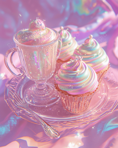 Plate with a cup of cupcakes