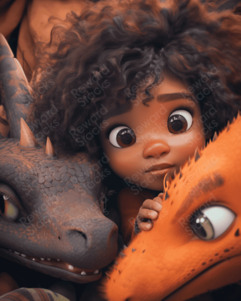 Cute little girl with dragons