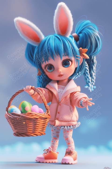 Easter  little girl with rabbit ears