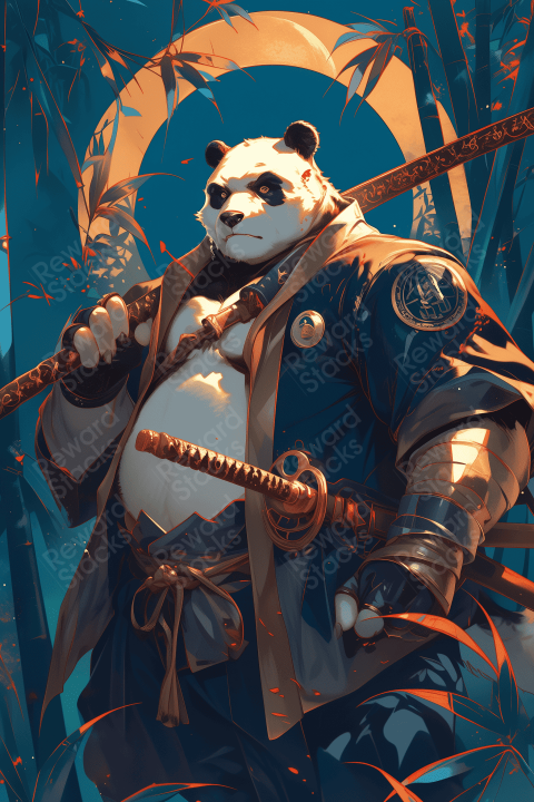 Night light cartoon of a samurai panda