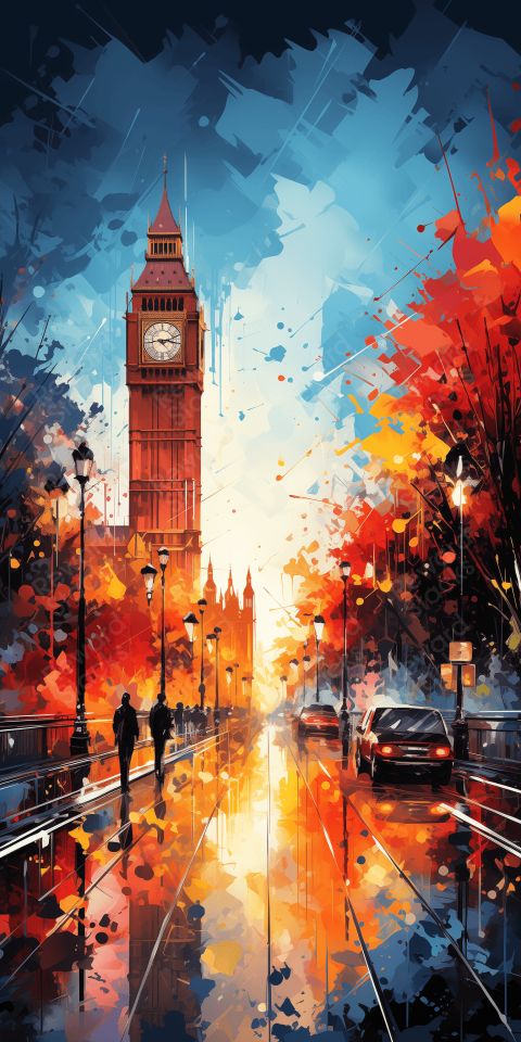 Rainy London street