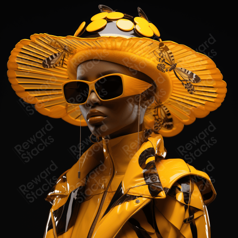 Woman wearing a yellow striped jacket