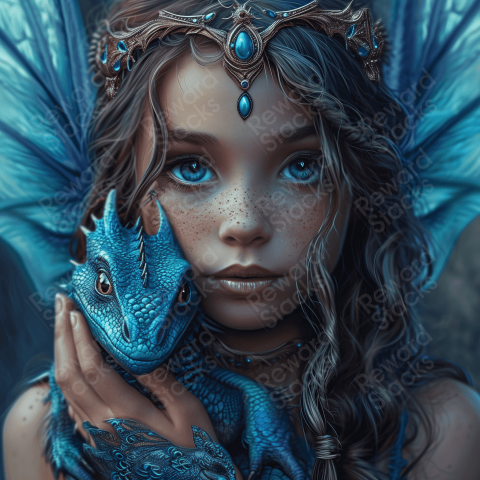 Girl is holding her baby dragon