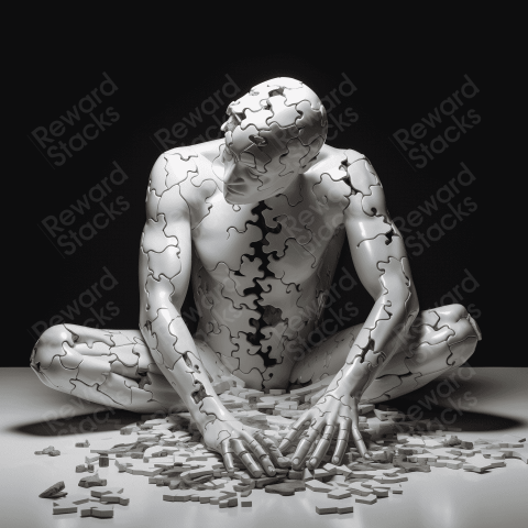 Sculpture is on the desk with a puzzle