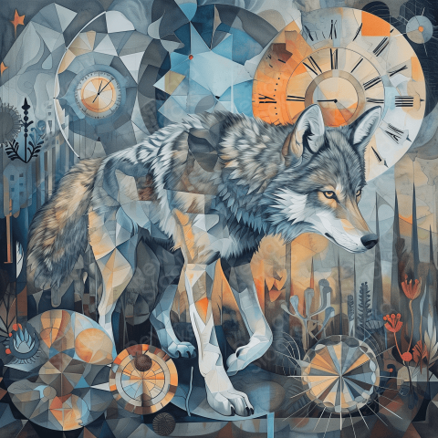 Surreal mosaic wolf