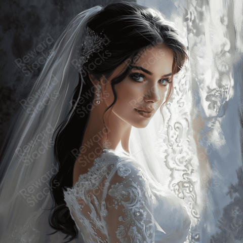 Beautiful bride painting