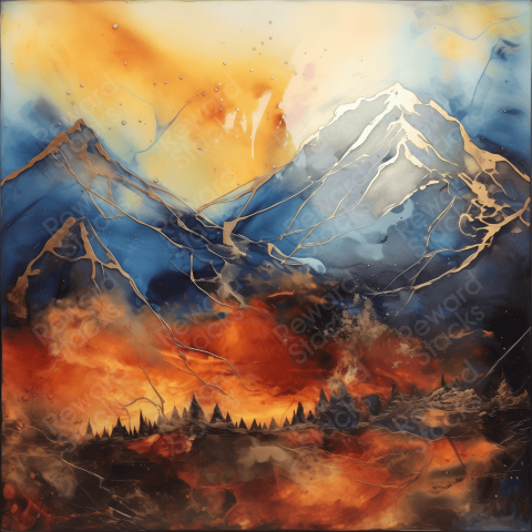 Alcohol ink Mountain View