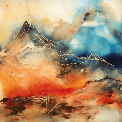 Alcohol inks Glossy Mountain View