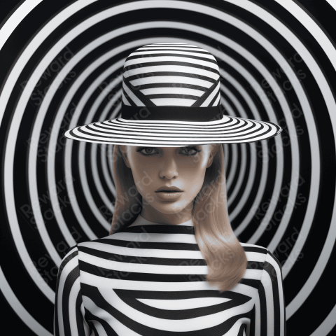 Fashion model wearing a optical illusion hat