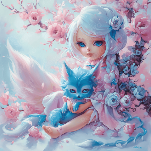 Japanese girl and a her fox