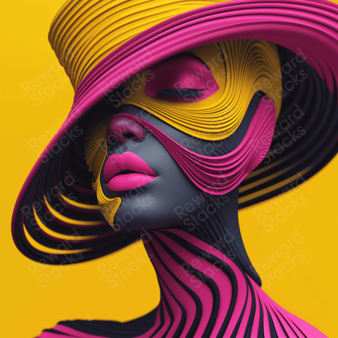 3D of woman with a colorful make up