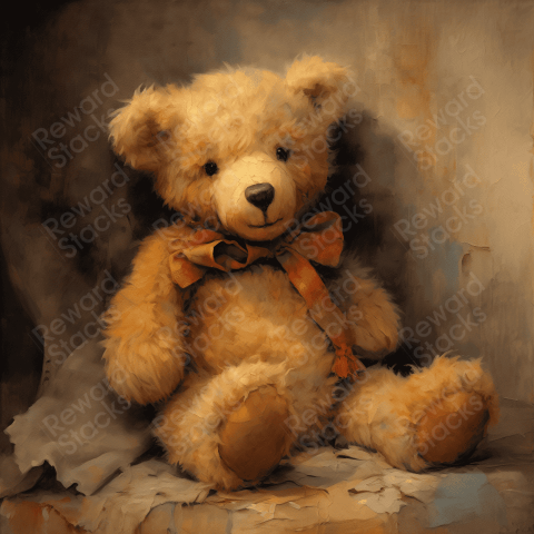 Oil painting of an antique toy