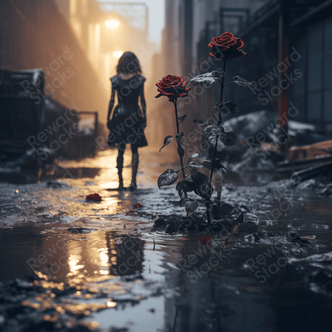 Red rose fashion beauty in the dark