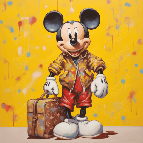 Louis Vuitton statue on a yellow Disney