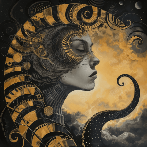 Dark space in moonlit sky